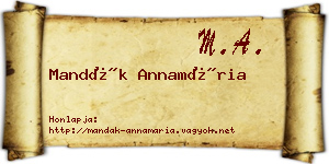 Mandák Annamária névjegykártya